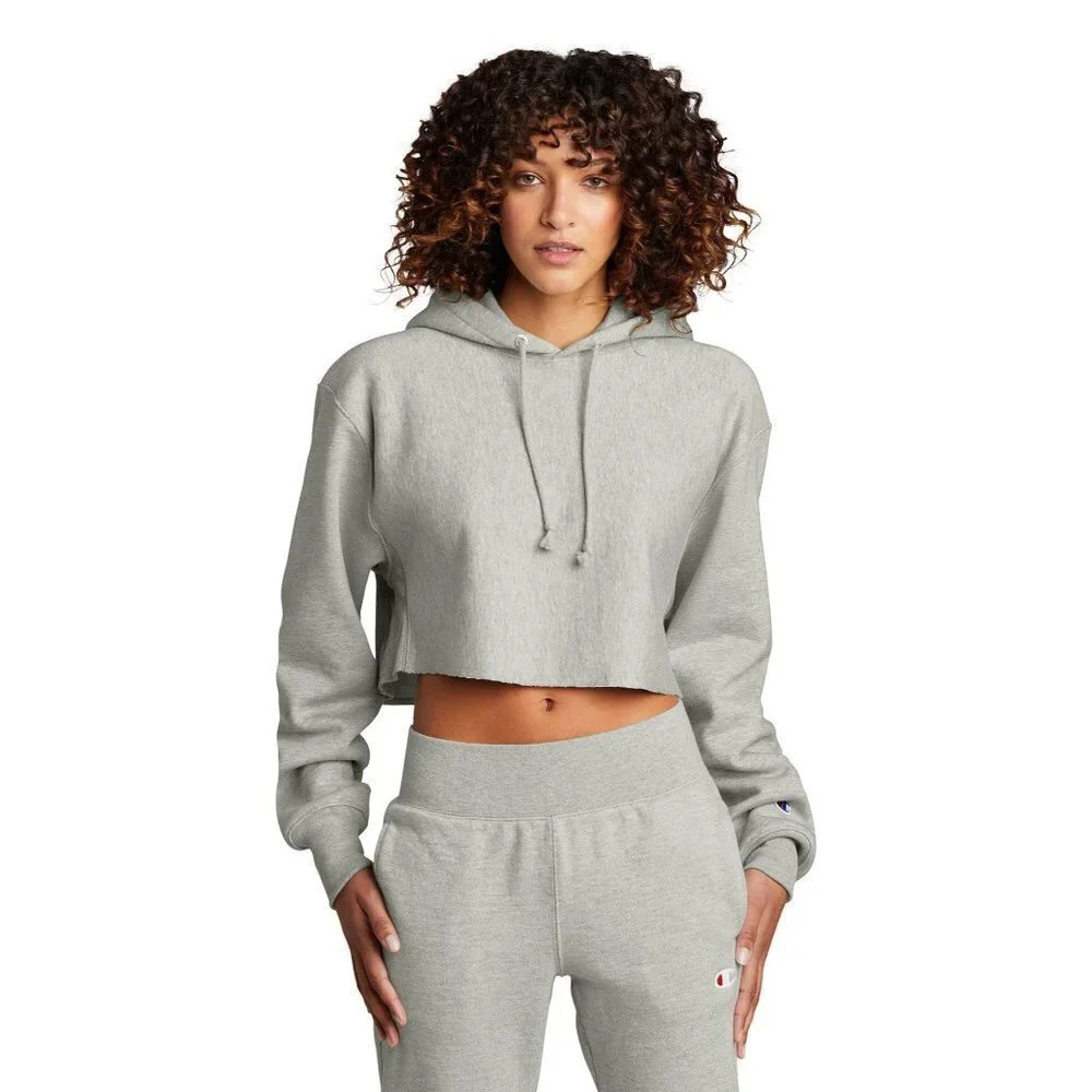 Champion Women’s Reverse Weave Cropped Cut-Off Hooded Sweatshirt Size S NWT